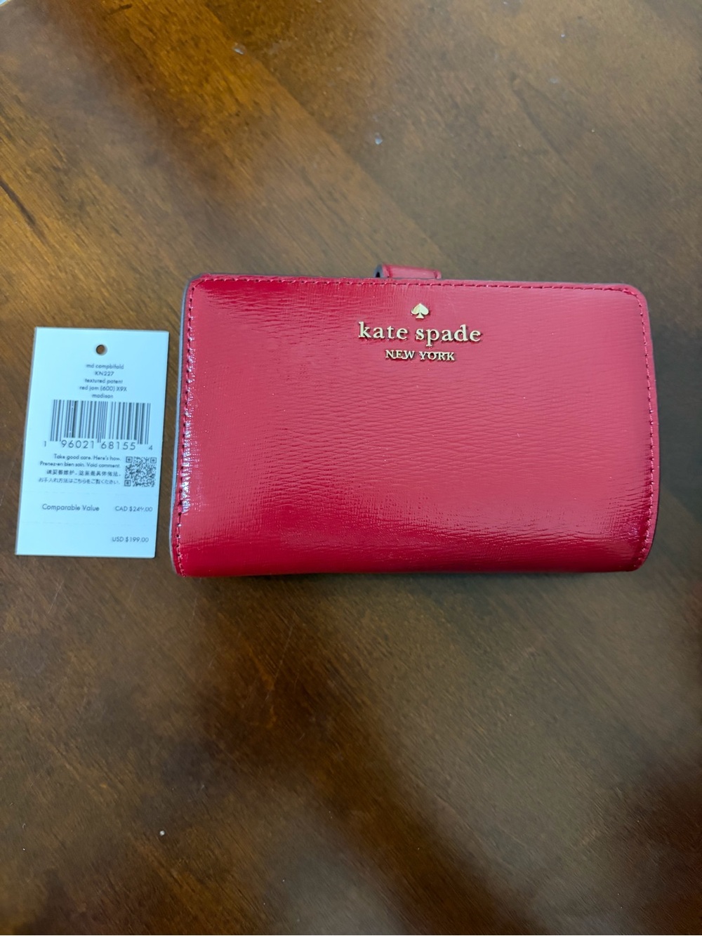 kate spade Red Jam Madison Medium Bifold Wallet MSRP $199